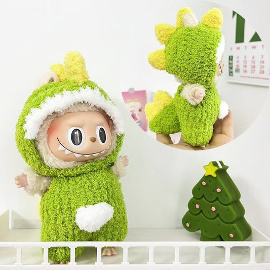 6.7-inch Labubu doll clothing, featuring a dinosaur design with a soft and plush texture.