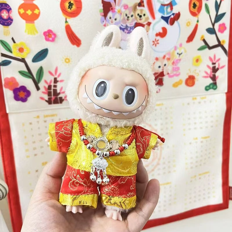 Adorable Cute couple-themed 6.7-inch Labubu doll outfits.