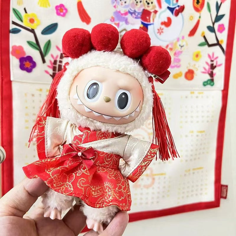 Adorable Cute couple-themed 6.7-inch Labubu doll outfits.